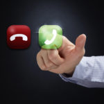 finger touching "call" icon