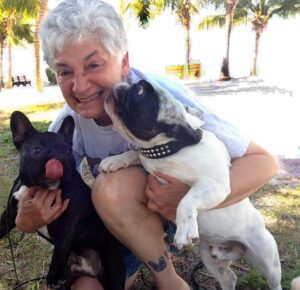 Hope Saidel and her French bulldogs